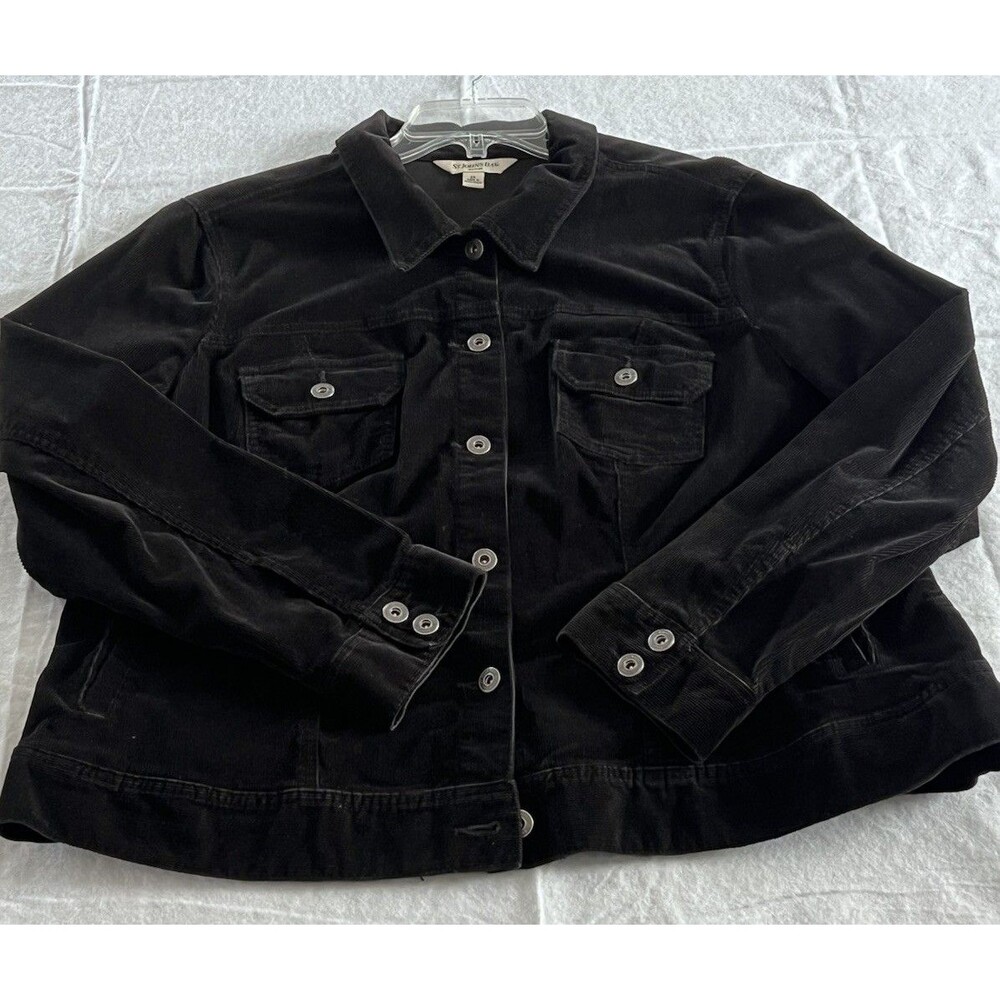 St John’s Bay Black Corduroy Trucker Jacket Women’s Plus Size 2X Button Stretch - Picture 10 of 10